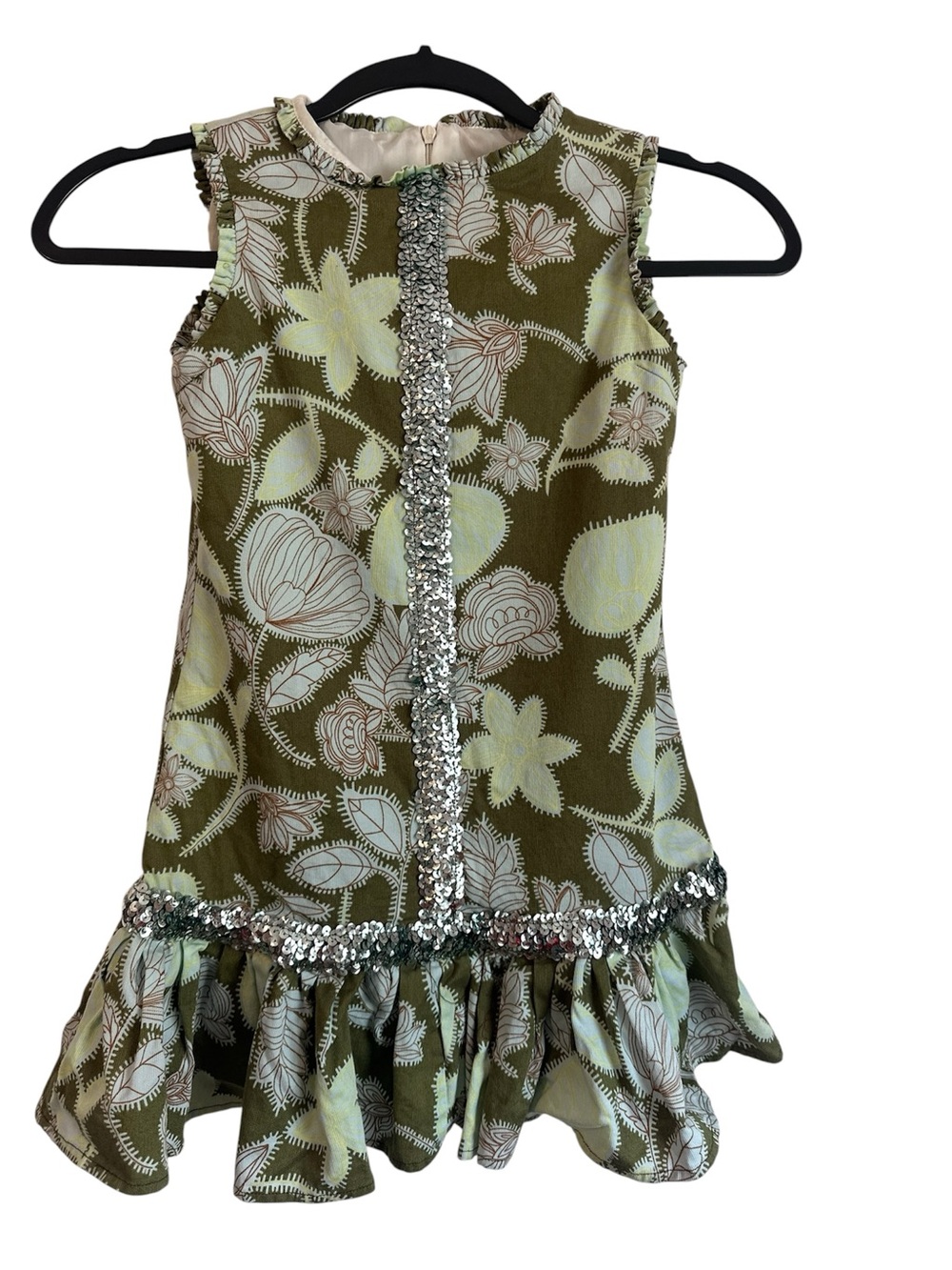 Trish Scully Child green floral dress girls size 6